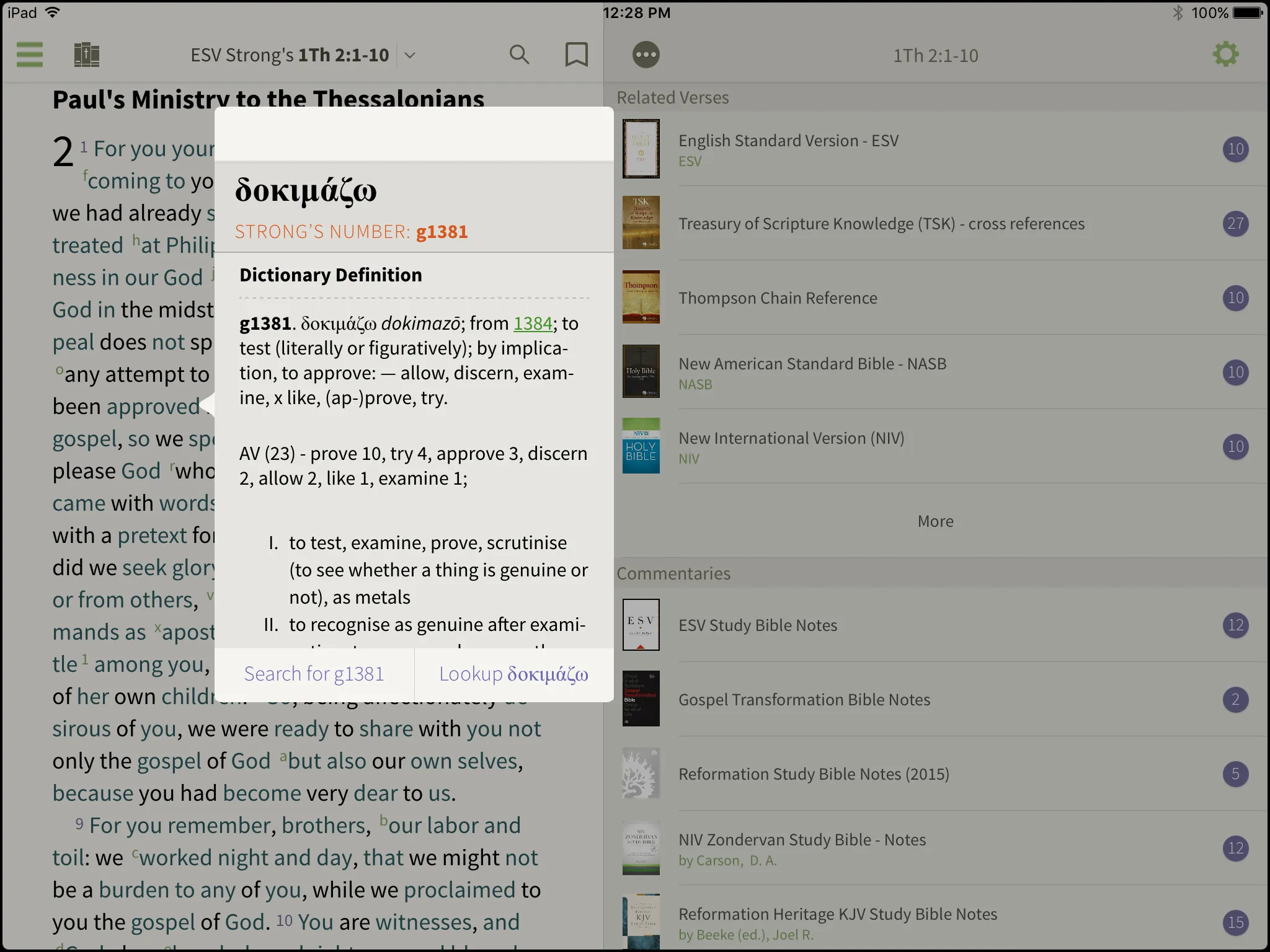 Olive Tree Bible App with ESV Strong's