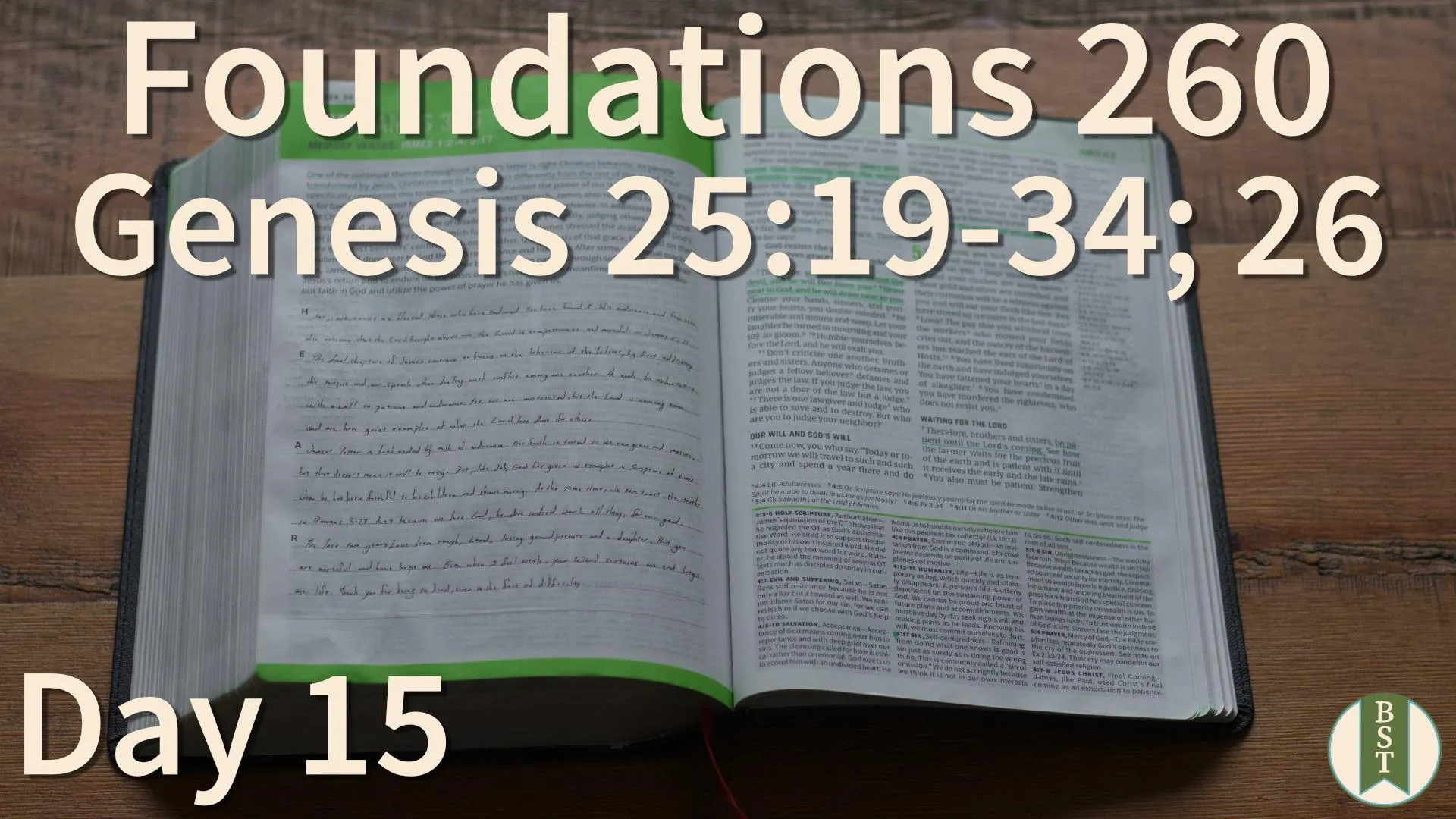 F260 Bible reading plan graphic for Day 15: Genesis 25:19-34; 26