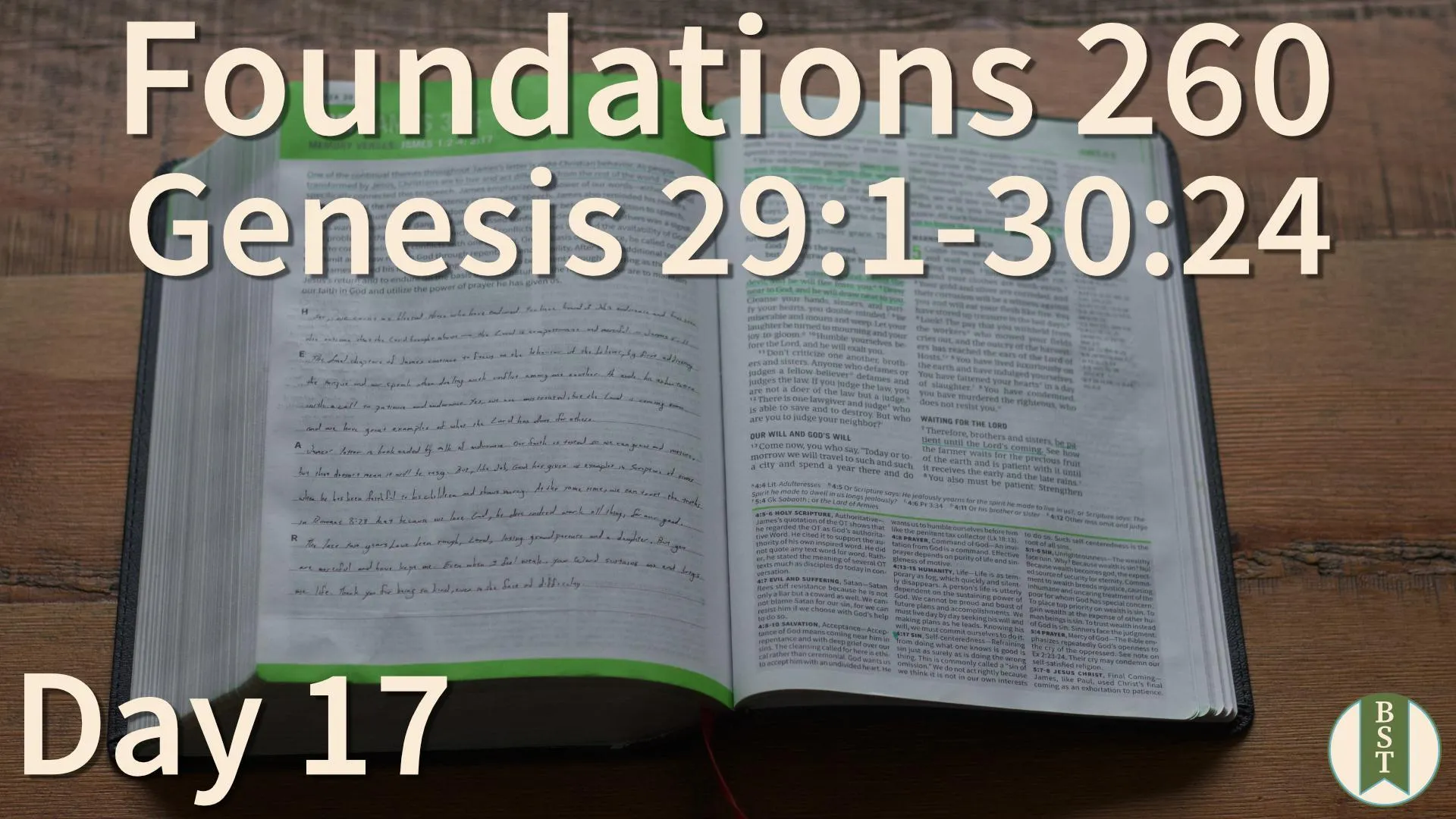 F260 Bible reading plan graphic for Day 17: Genesis 29:1-30:24