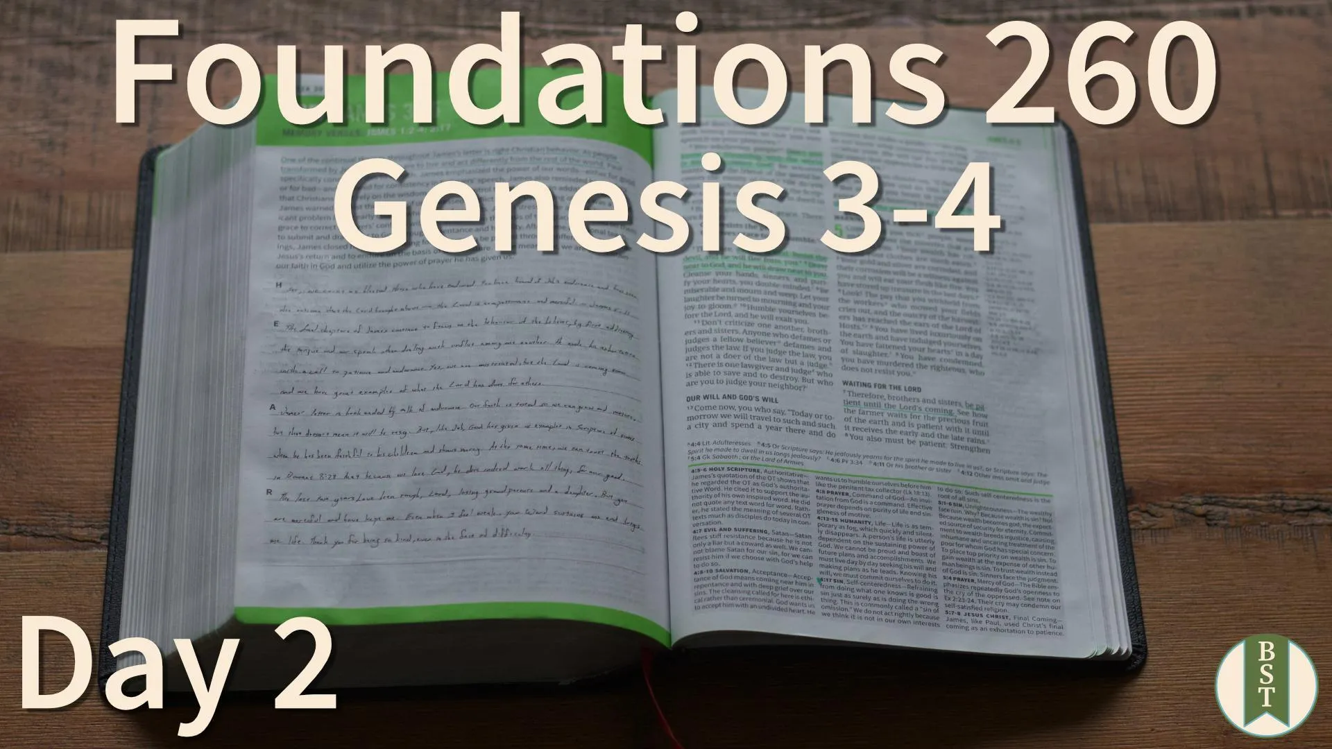 F260 Bible reading plan graphic for Day 2: Genesis 3-4