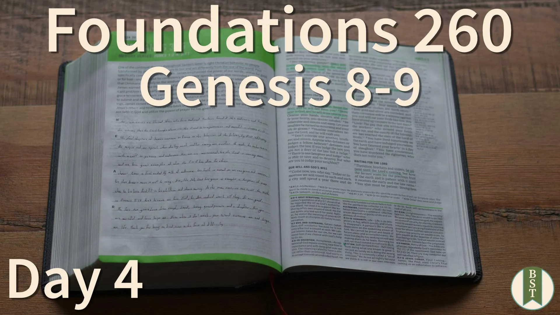 F260 Bible reading plan graphic for Day 4: Genesis 8-9