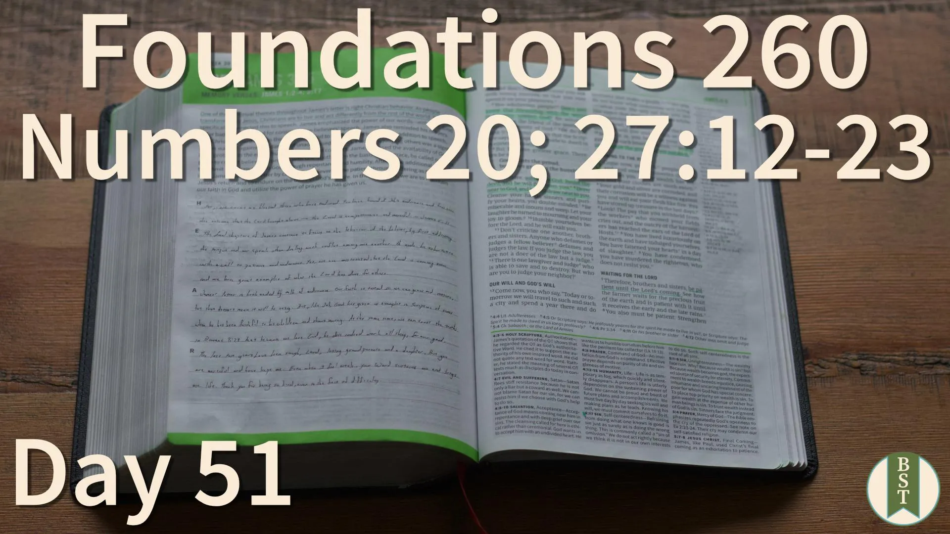 F260 Bible reading plan graphic for Day 51: Numbers 20; 27:12-23