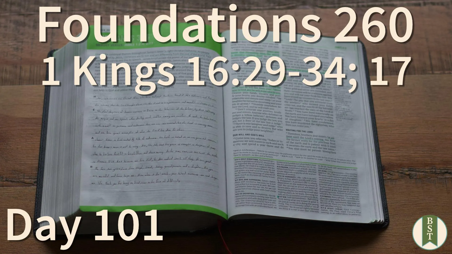 F260 Bible reading plan graphic for Day 101: 1 Kings 16:29-34; 17