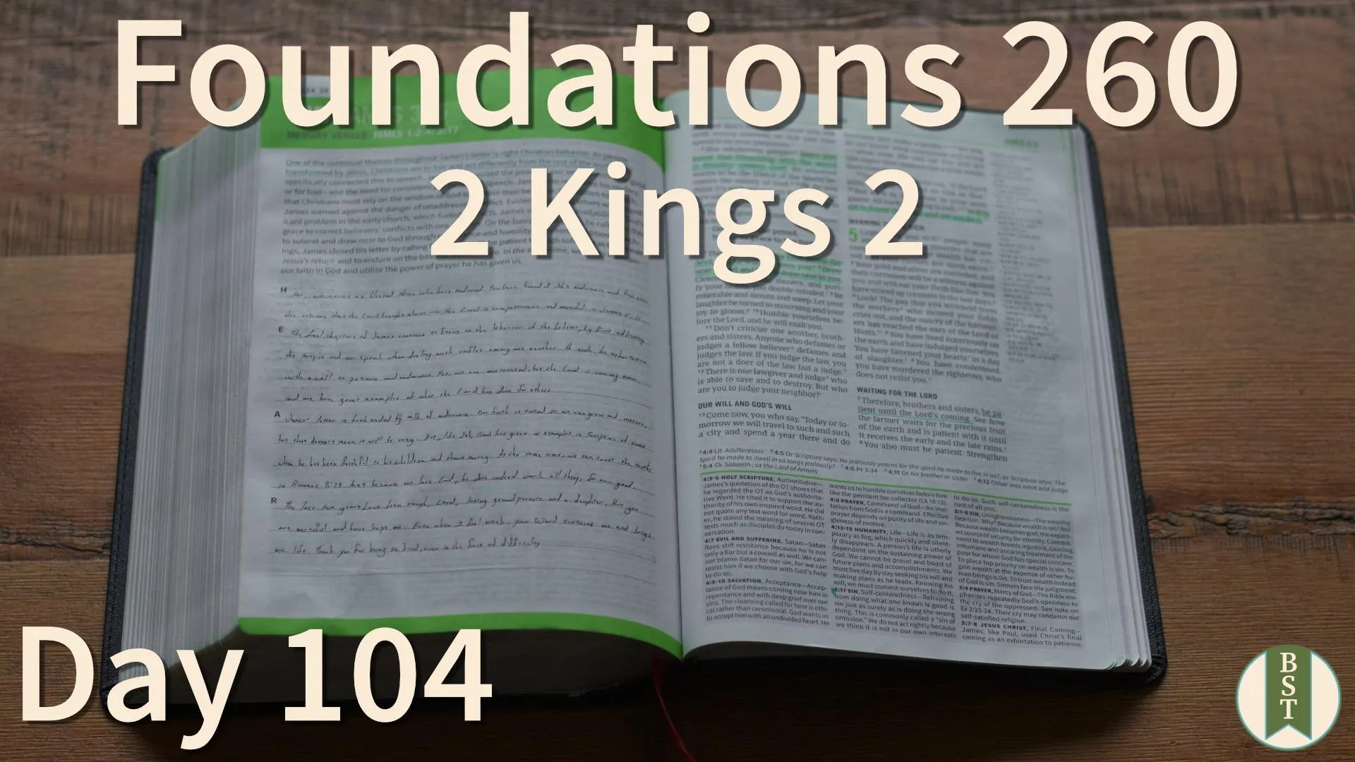 F260 Bible reading plan graphic for Day 104: 2 Kings 2