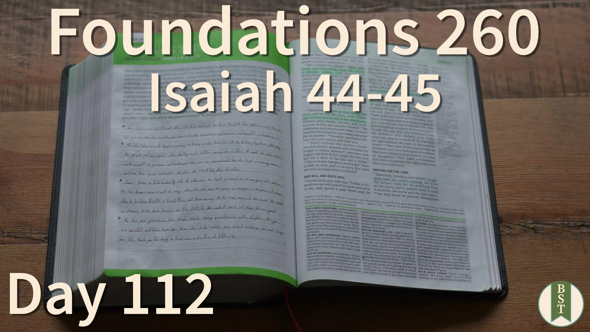 F260 Bible reading plan graphic for Day 112: Isaiah 44-45