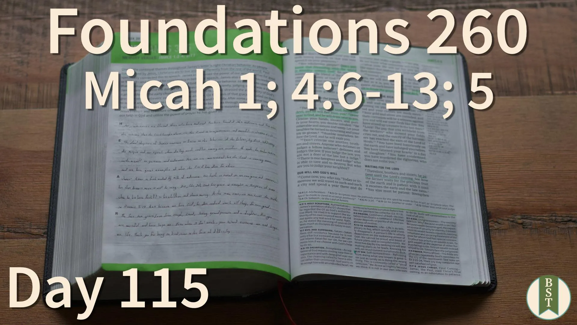 F260 Bible reading plan graphic for Day 115: Micah 1; 4:6-13; 5