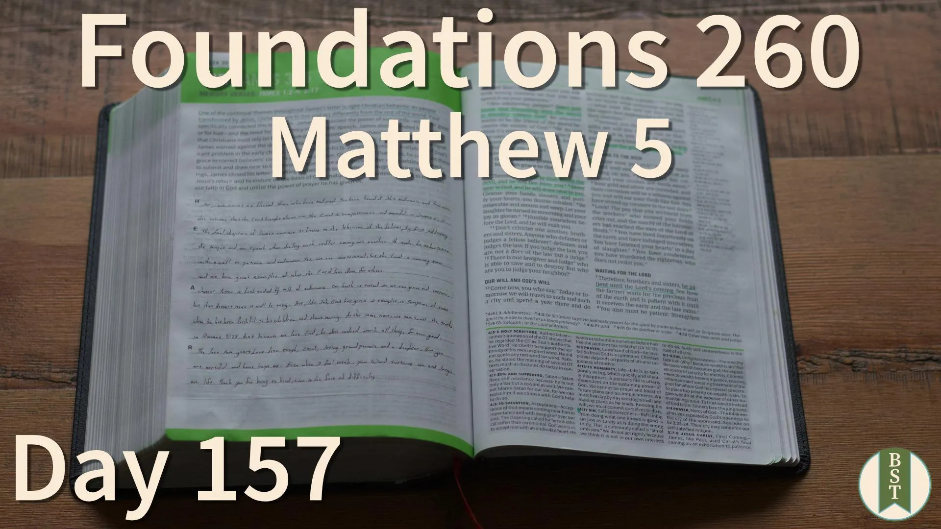 F260 Bible reading plan graphic for Day 157: Matthew 5