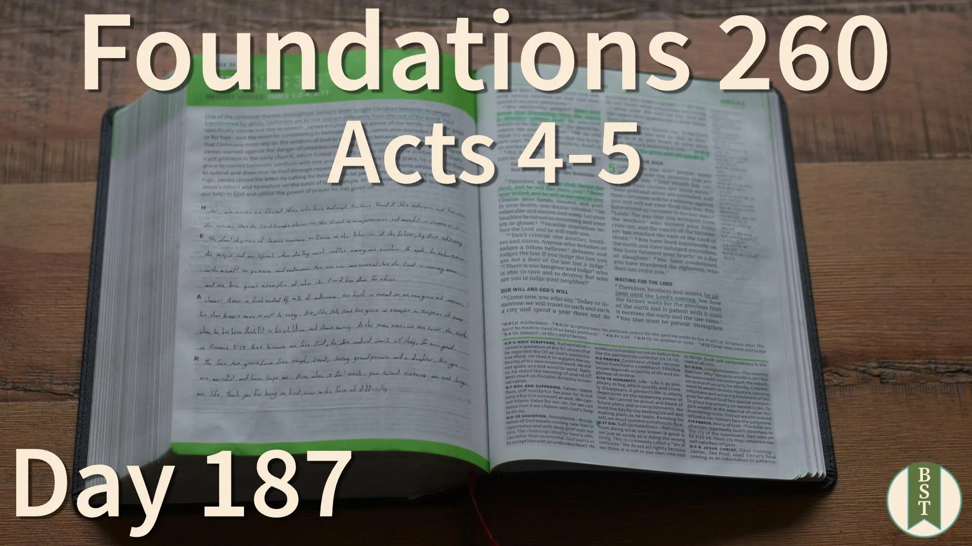 F260 Bible reading plan graphic for Day 187: Acts 4-5