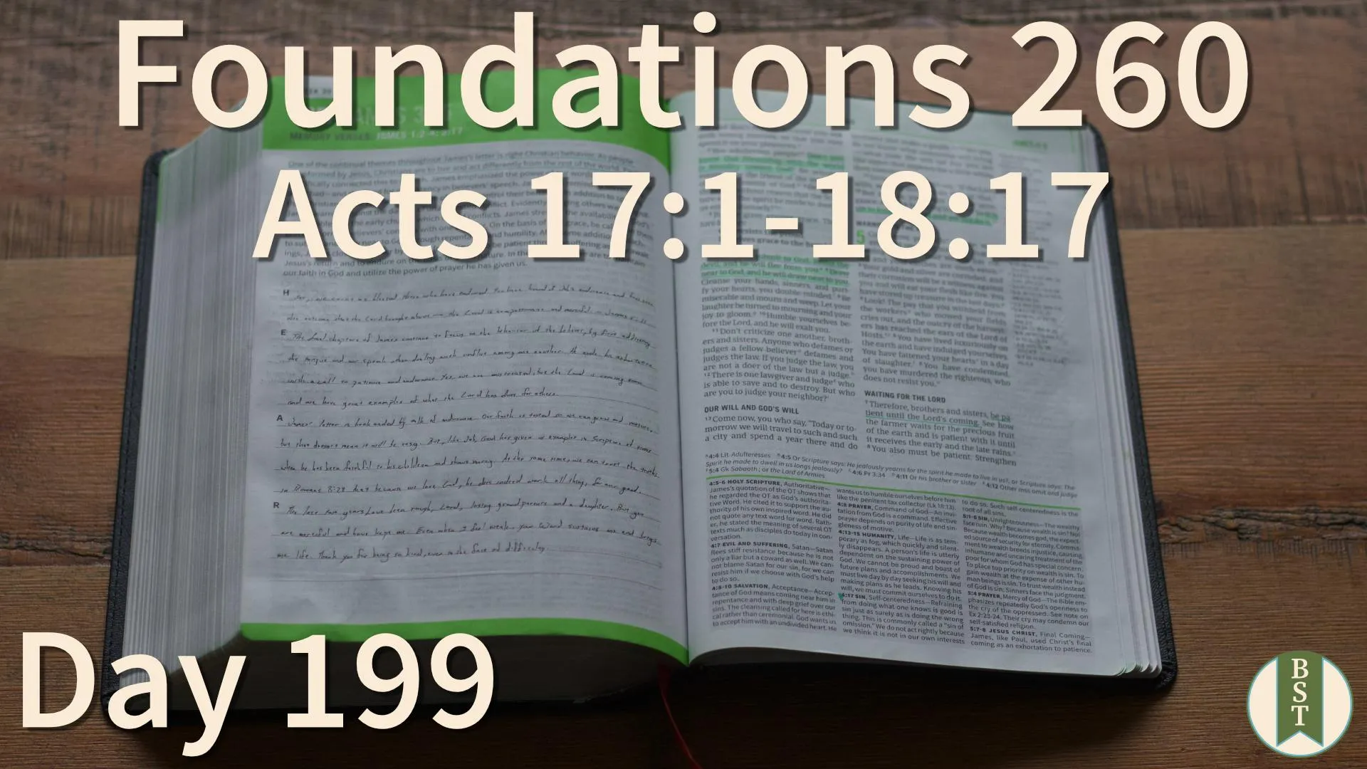 F260 Bible reading plan graphic for Day 199: Acts 17:1-18:17