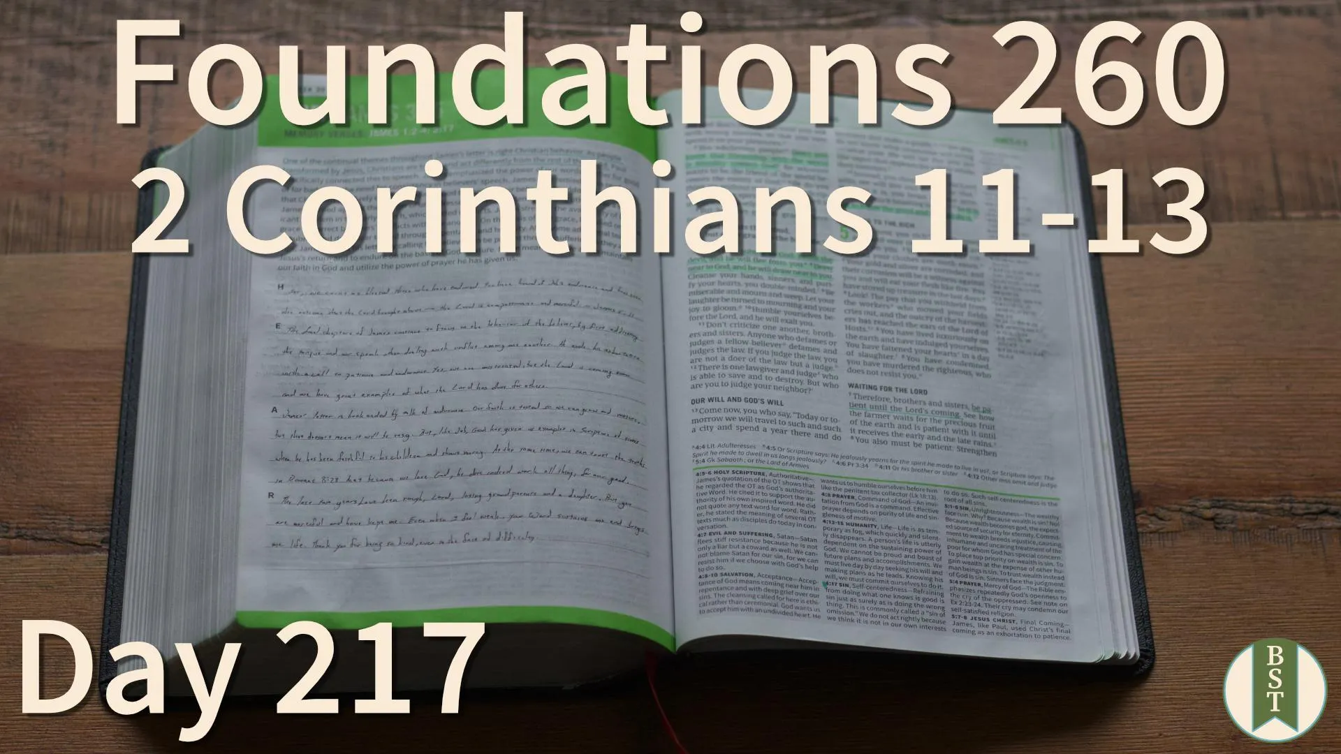 F260 Bible reading plan graphic for Day 217: 2 Corinthians 11-13