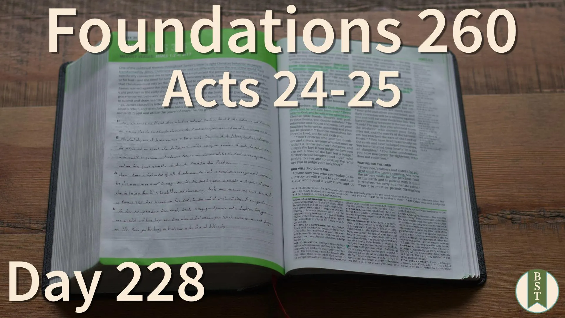 F260 Bible reading plan graphic for Day 228: Acts 24-25