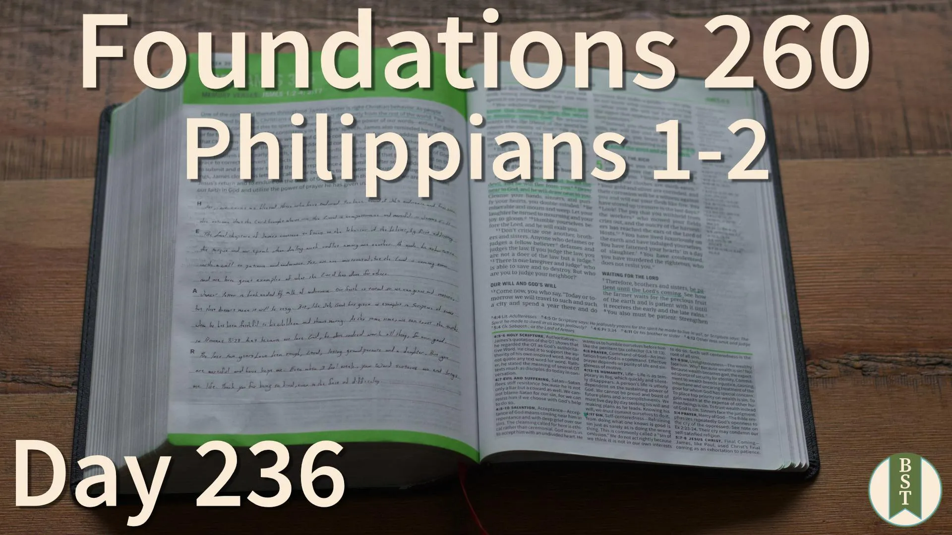 F260 Bible reading plan graphic for Day 236: Philippians 1-2