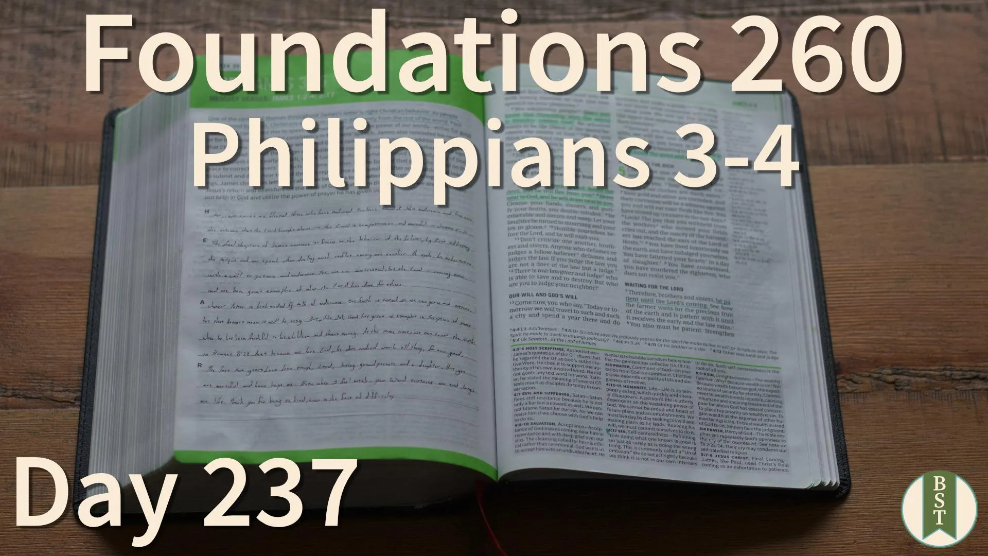 F260 Bible reading plan graphic for Day 237: Philippians 3-4