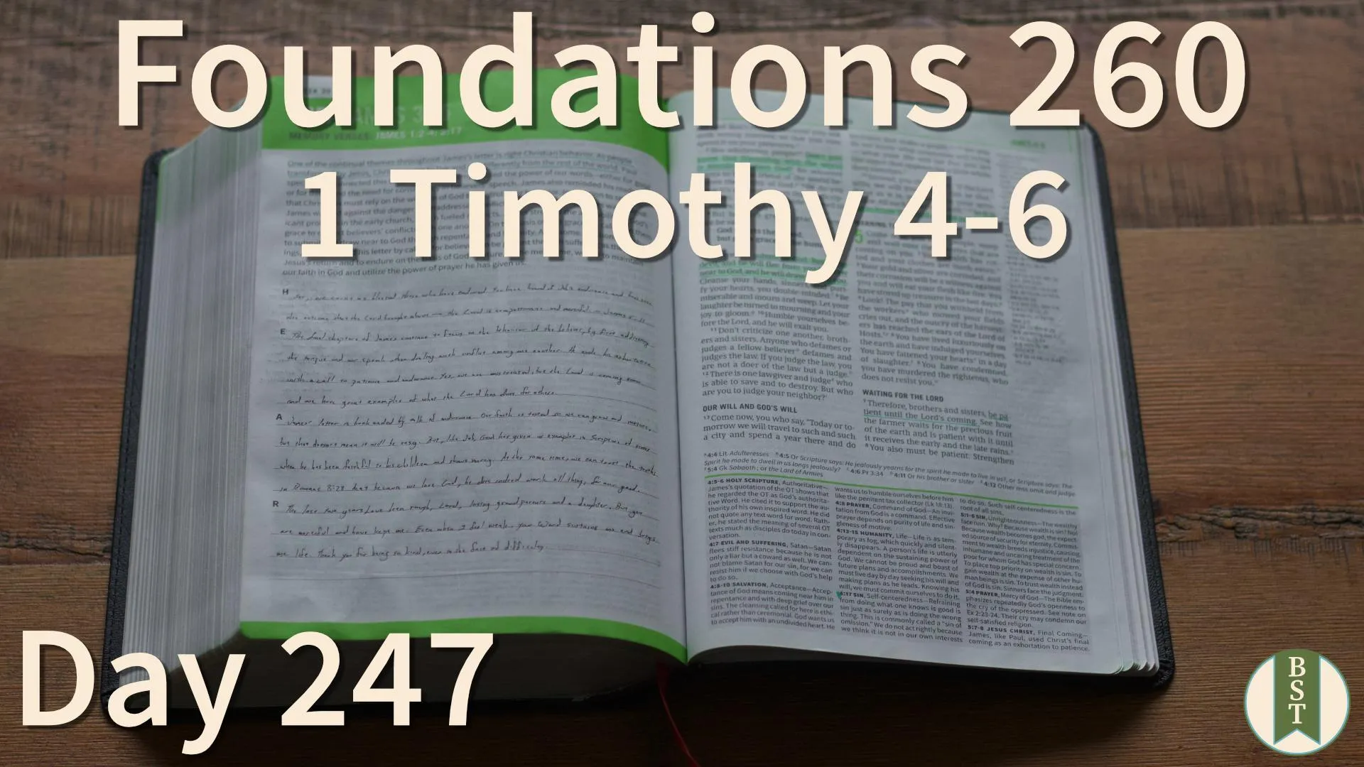 F260 Bible reading plan graphic for Day 247: 1 Timothy 4-6