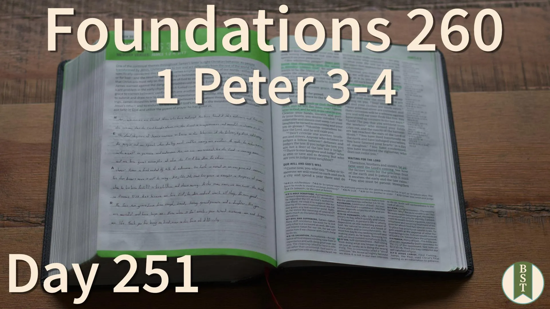 F260 Bible reading plan graphic for Day 251: 1 Peter 3-4