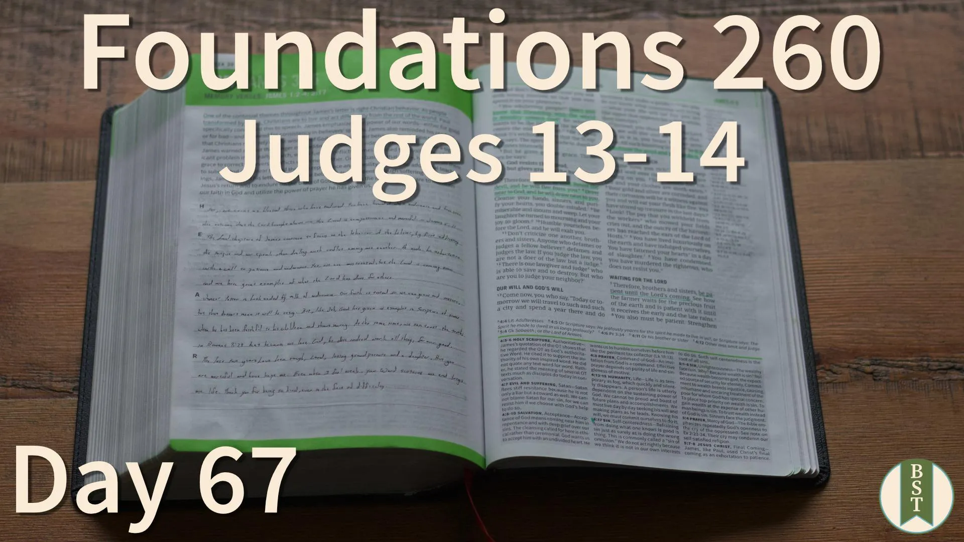 F260 Bible reading plan graphic for Day 67: Judges 13-14