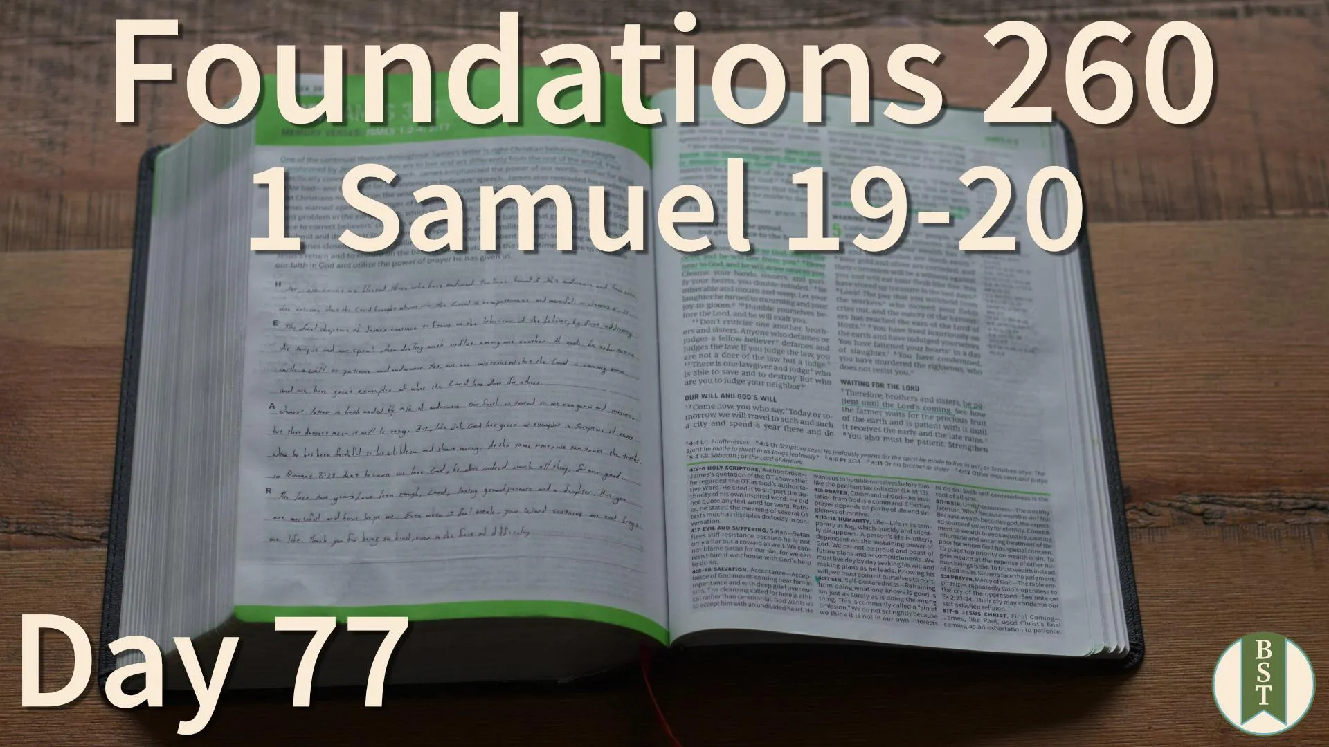 F260 Bible reading plan graphic for Day 77: 1 Samuel 19-20