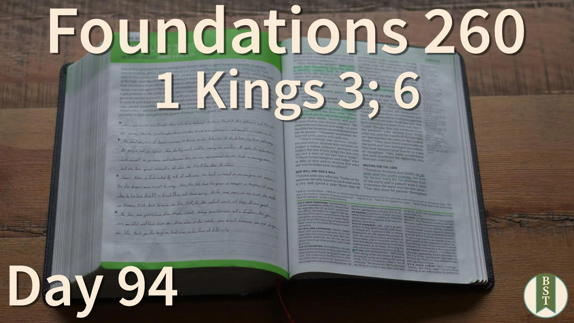 F260 Bible reading plan graphic for Day 94: 1 Kings 3; 6