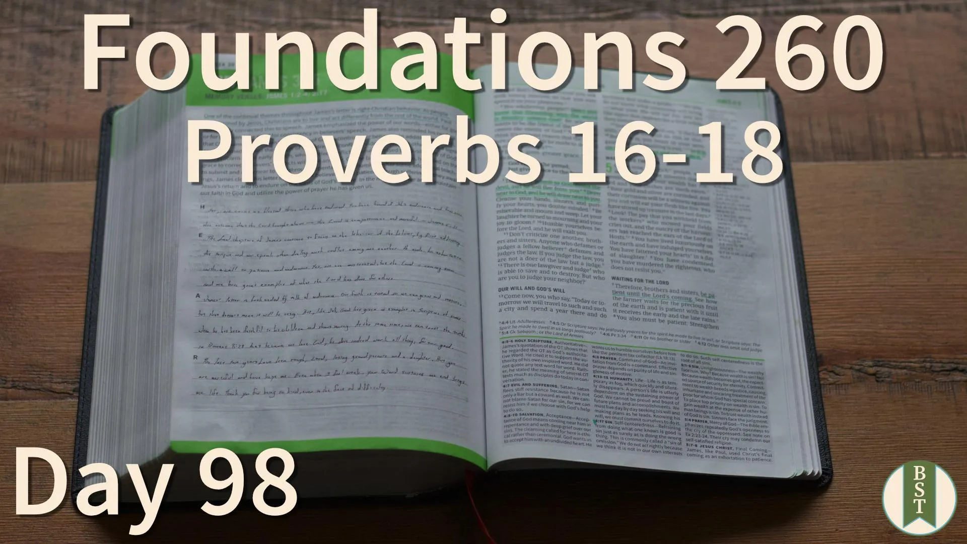 F260 Bible reading plan graphic for Day 98: Proverbs 16-18
