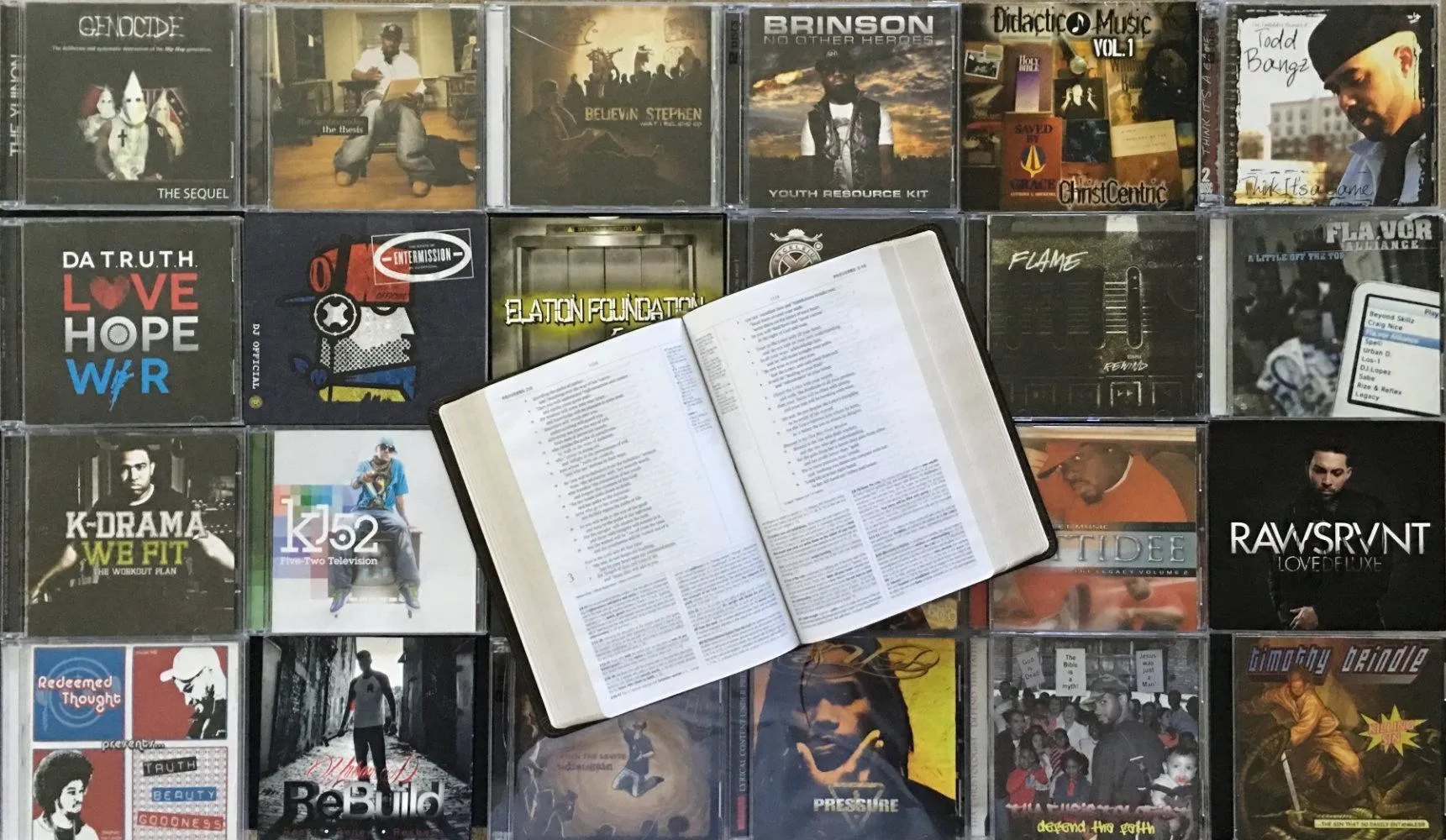 Headphones and lyric sheet used for lyrical theology study