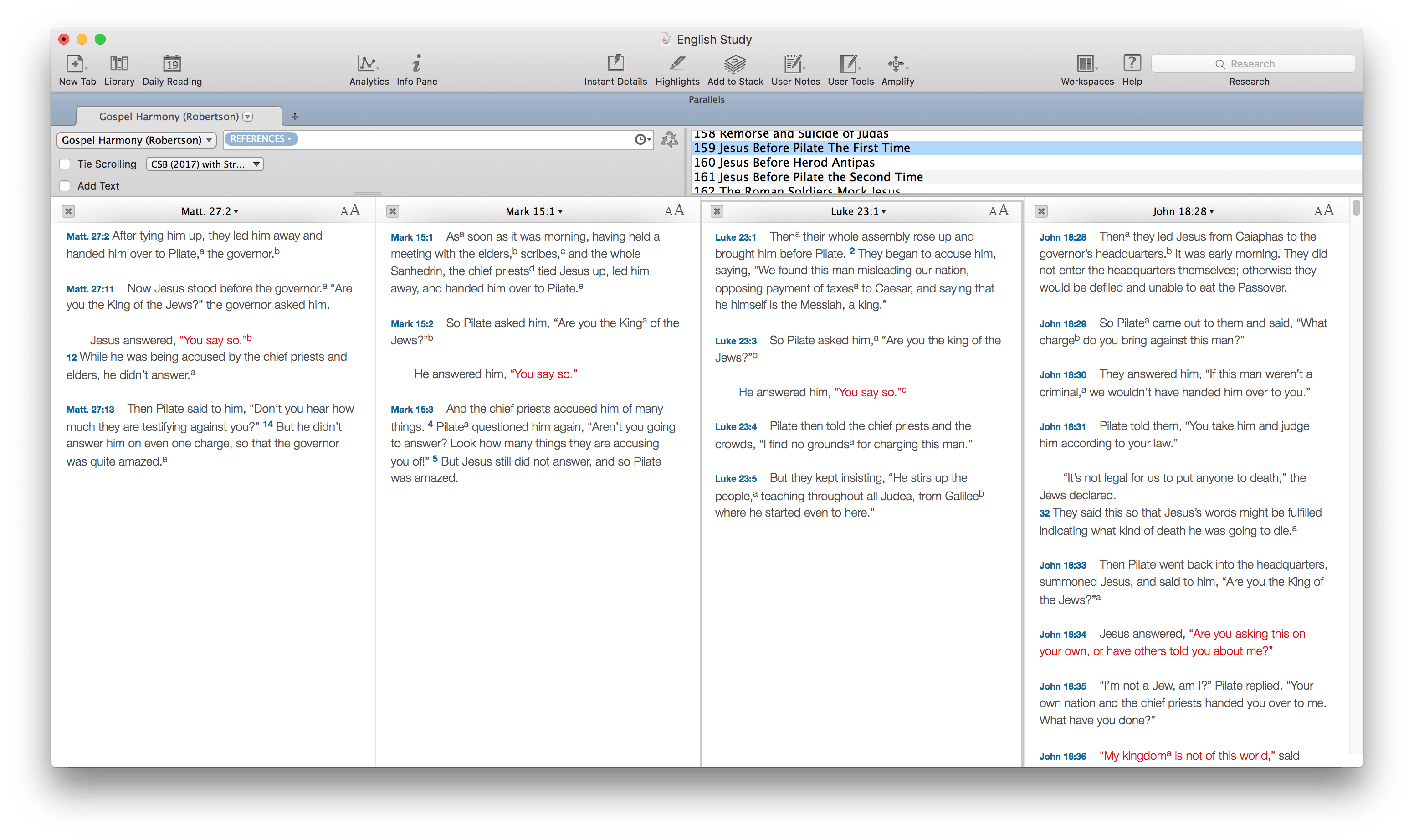 Gospel Harmonies in Accordance Bible Software