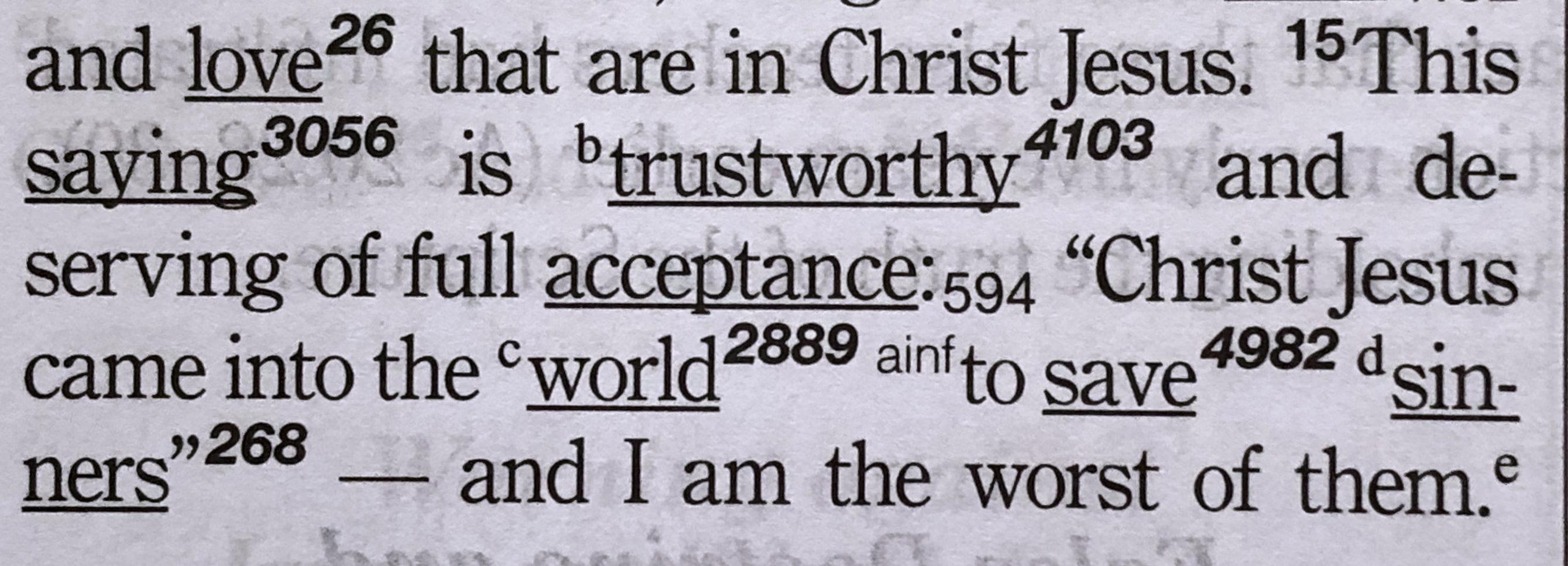 1 Timothy 1:15 in the CSB Key Word Study Bible