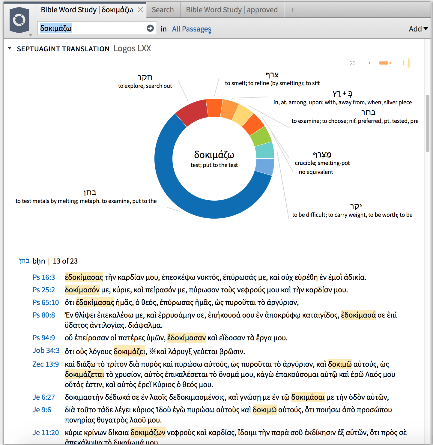 Logos Bible Software - Bible Word Study Guide: Septuagint Report